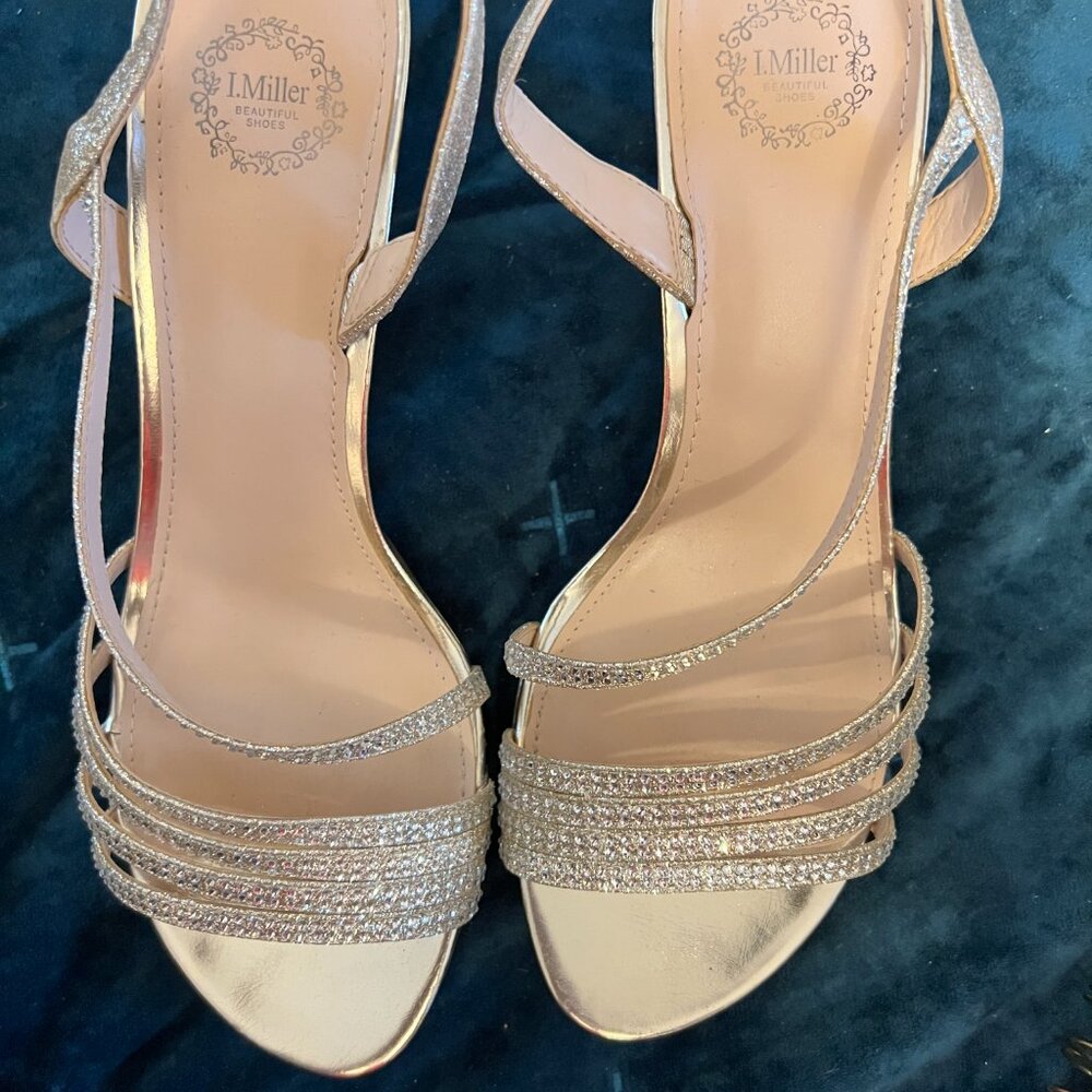 I Miller Rhinestone Gold Formal Women's Dress Heel - Size 9M